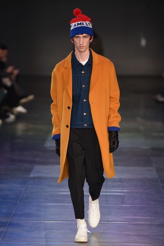 С чем носить золотое пальто мужчине