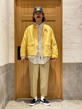 С чем носить золотую куртку мужчине