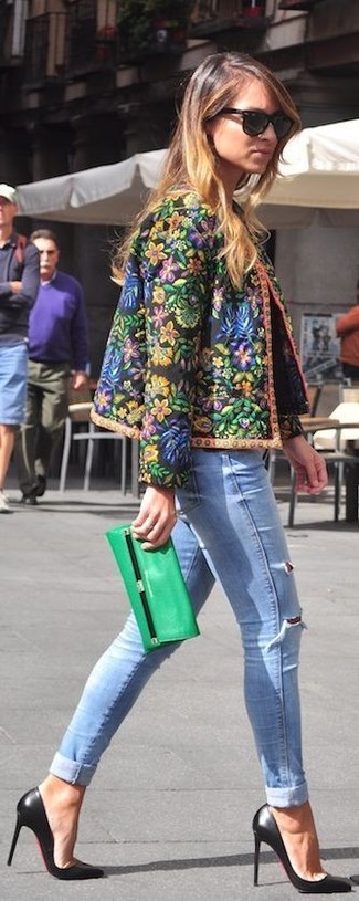 С чем носить зеленую косуху женщине