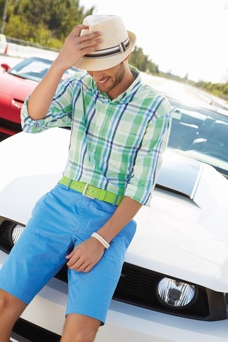 С чем носить зеленый кожаный ремень мужчине