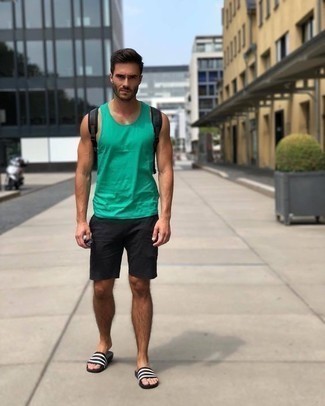 Как носить зеленую майку с черными шортами мужчине