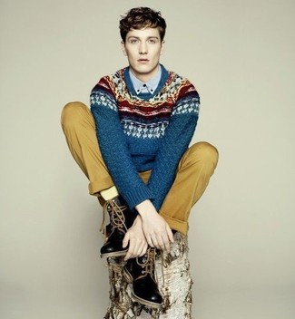 С чем носить зелено-желтые брюки чинос