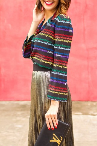 С чем носить зелено-желтую юбку-миди