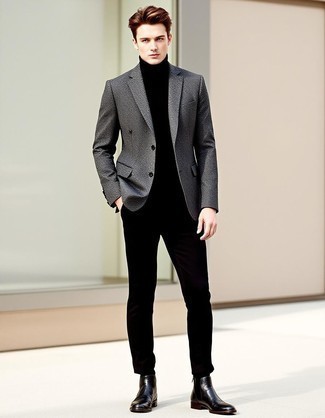 Как носить серый пиджак с черными брюками чинос