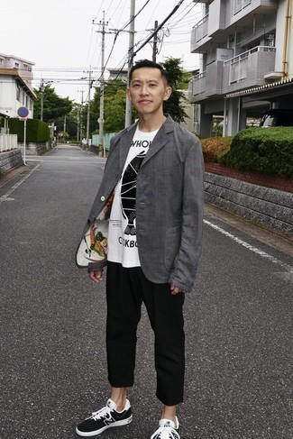 Как носить серый пиджак с черными брюками чинос