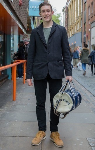 Какие повседневные ботинки носить с серым пиджаком мужчине