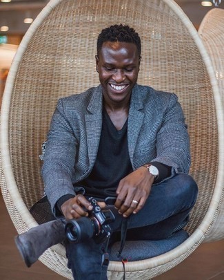 Какие ботинки челси носить с серым пиджаком мужчине