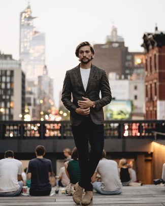 Какие ботинки челси носить с серым пиджаком мужчине