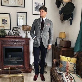 Какие ботинки челси носить с серым пиджаком мужчине