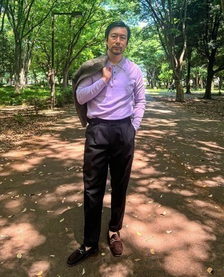 Какие классические брюки носить с серым пиджаком мужчине