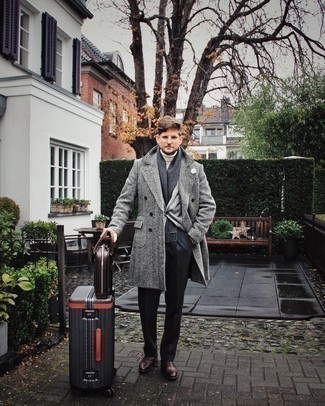 Как носить серый пиджак с серым длинным пальто