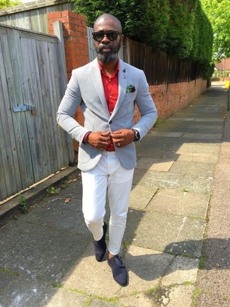 Какие монки носить с серым пиджаком