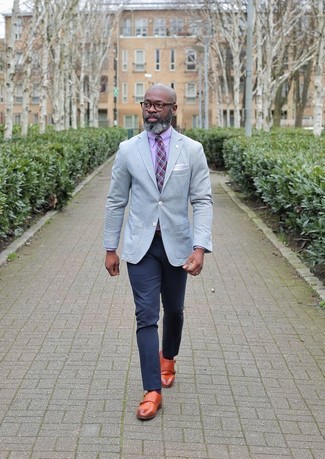 Какие монки носить с серым пиджаком