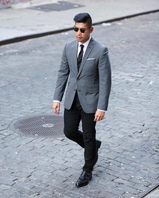 Какие монки носить с серым пиджаком