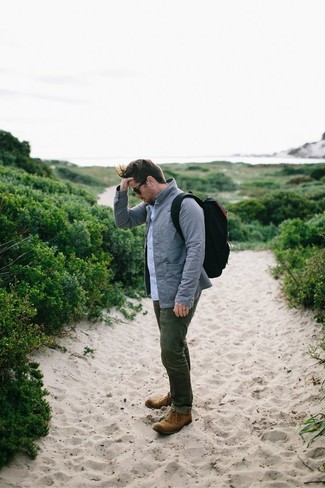 Как носить серый пиджак с оливковыми брюками чинос