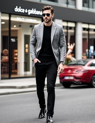 Какие оксфорды носить с серым пиджаком