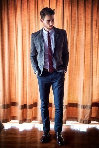 Какие оксфорды носить с серым пиджаком