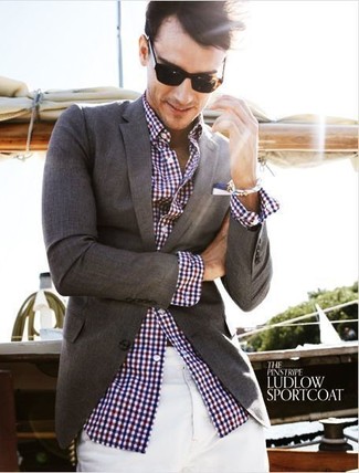 Как носить серый пиджак с белыми брюками чинос