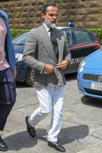 Как носить серый пиджак с белыми брюками чинос