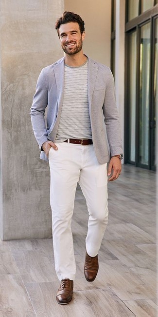 Как носить серый пиджак с белыми брюками чинос