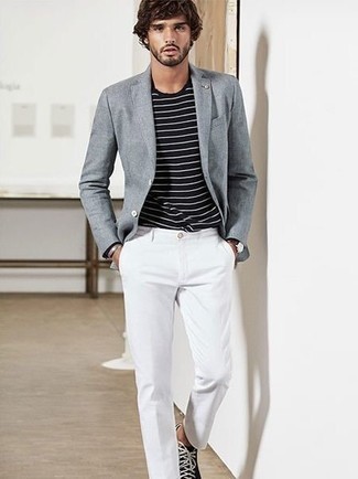 Как носить серый пиджак с белыми брюками чинос