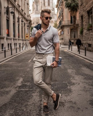 С чем носить серые топсайдеры