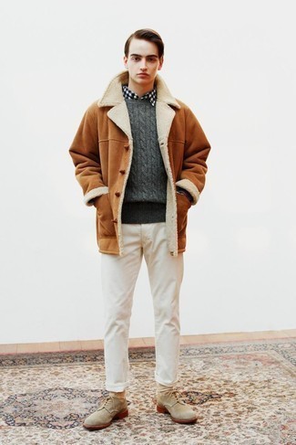 Какие туфли дерби носить с серым вязаным свитером