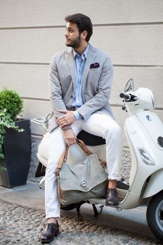 С чем носить серый портфель из плотной ткани