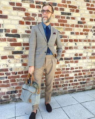 С чем носить серый портфель из плотной ткани