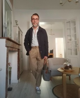 С чем носить серый портфель из плотной ткани