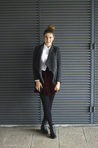 Какие ботильоны носить с серым кардиганом