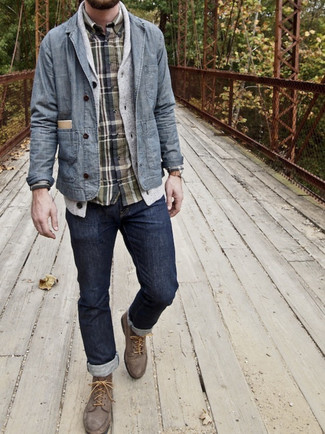 Какие повседневные ботинки носить с серым кардиганом мужчине