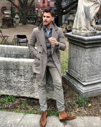 Какие длинные пальто носить с серым кардиганом