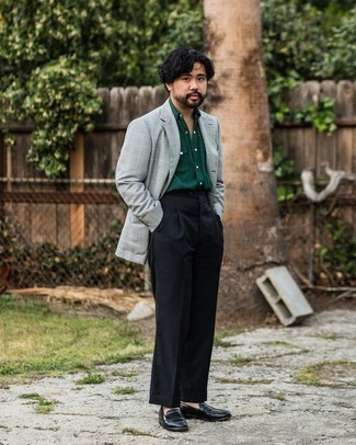 С чем носить серый пиджак в клетку мужчине