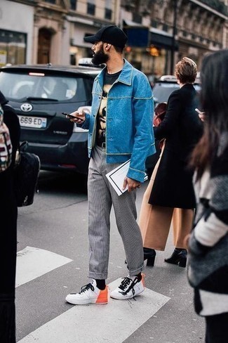 С чем носить серые брюки чинос в клетку