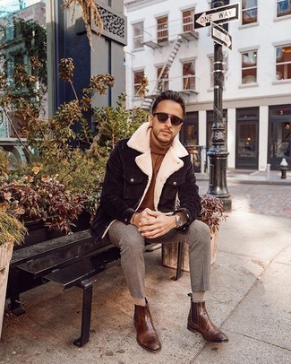 С чем носить серые брюки чинос в клетку