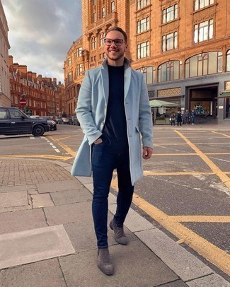 Какие длинные пальто носить с серыми ботинками челси