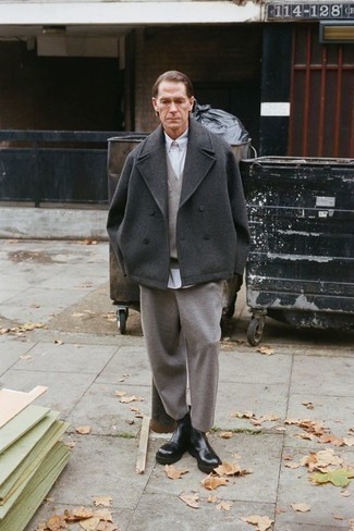 Какие ботинки челси носить с серыми брюками чинос