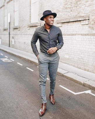 Какие ботинки челси носить с серыми брюками чинос