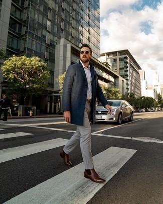 Какие ботинки челси носить с серыми брюками чинос