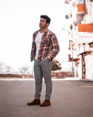 Какие ботинки челси носить с серыми брюками чинос