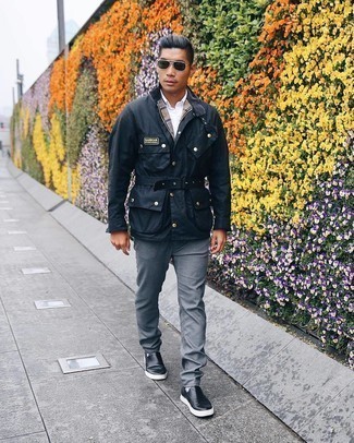 Какие полевые куртки носить с серыми брюками чинос