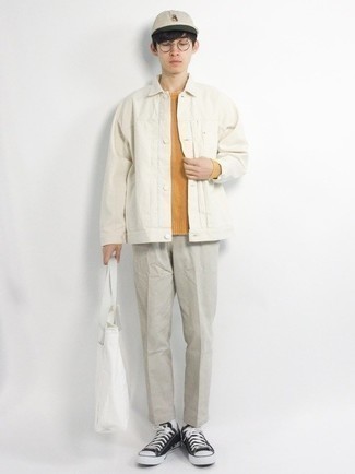 С чем носить серые брюки чинос