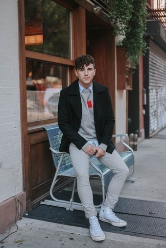 Какое полупальто носить с серыми брюками чинос