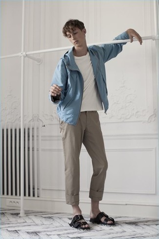 Какие сандалии носить с серыми брюками чинос