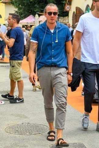 Какие сандалии носить с серыми брюками чинос