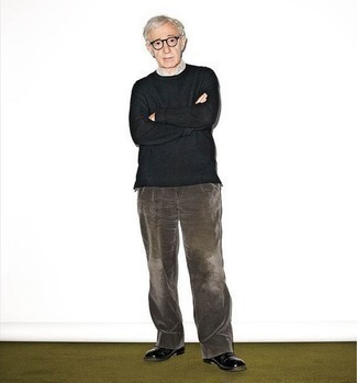 С чем носить серые вельветовые брюки чинос