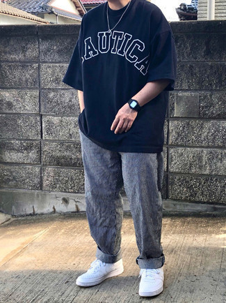 С чем носить серые вельветовые брюки чинос