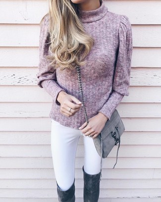 С чем носить серую сумку через плечо