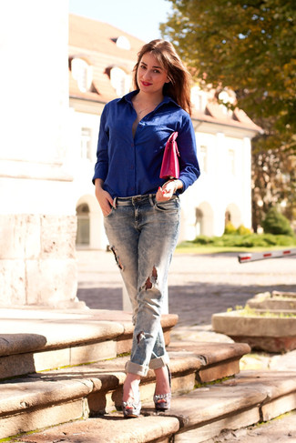 С чем носить серые туфли с вырезом